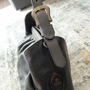 2008 Fendi Black Leather Borsa Doctor Hobo Bag